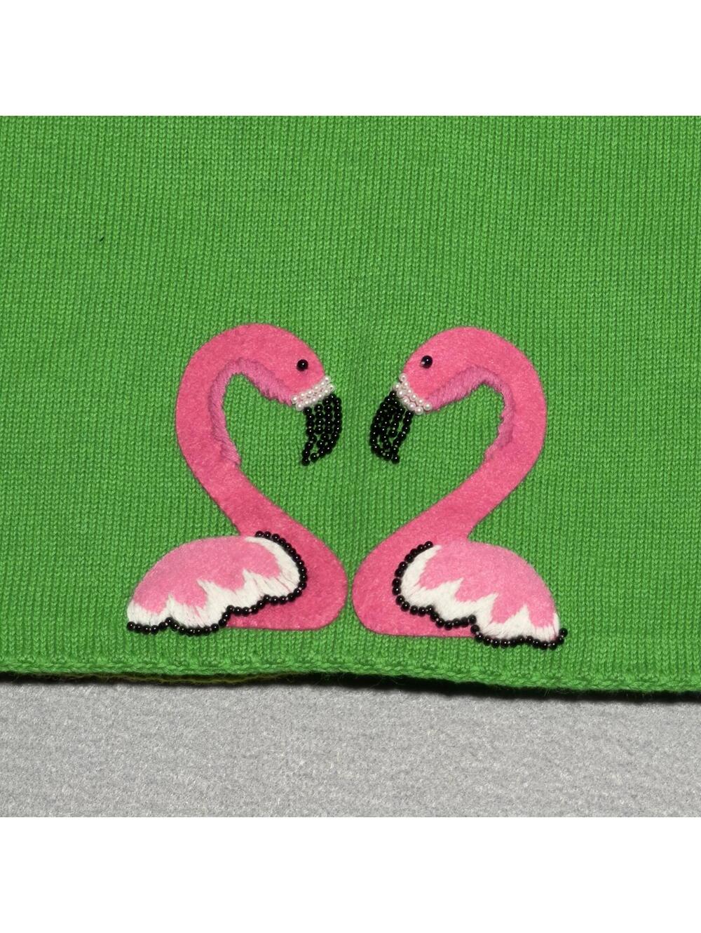 Vintage Michael Simon Flamingo Patchwork Knit Cardigan Petite M - Picture 5 of 5